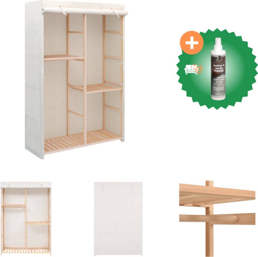VidaXL Kledingkast 110 x 40 x 170 cm Wit houten frame 3 lagen Kast Inclusief Reiniger