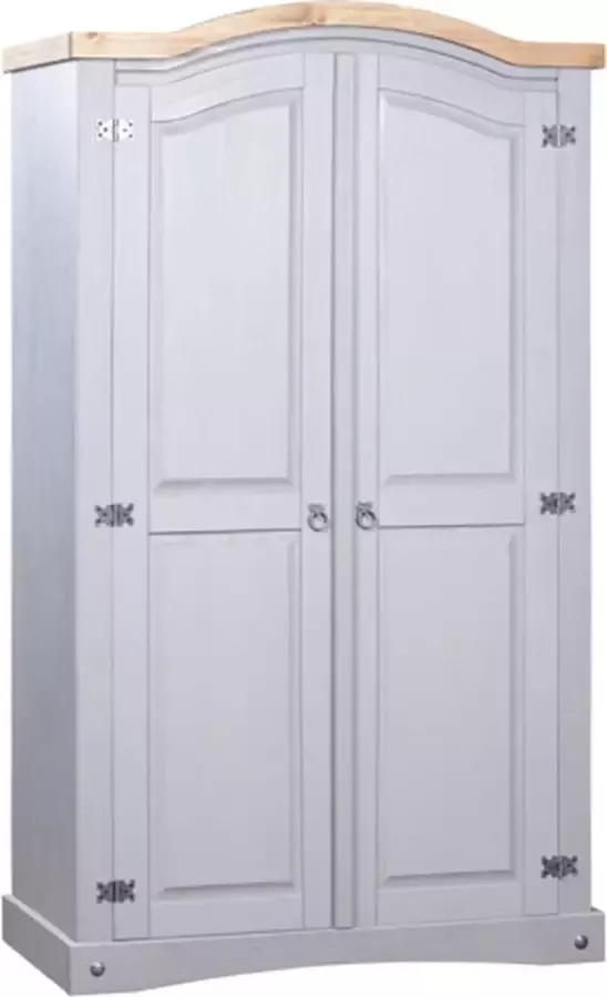 VidaXL -Kledingkast-2-deuren-Mexicaans-grenenhout-Corona-stijl-grijs - Foto 4