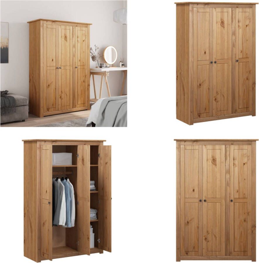 VidaXL Kledingkast 3 deuren Panama Range 118x50x171-5 cm grenenhout Kledingkast Kledingkasten Klerenkast Klerenkasten