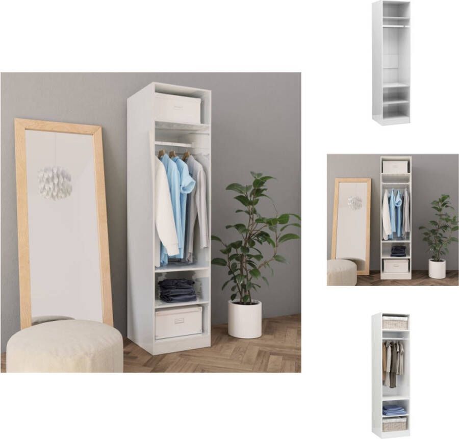 VidaXL Kledingkast Kledingkasten Klerenkast Klerenkasten Kledingkast 50x50x200 cm bewerkt hout hoogglans wit - Foto 2