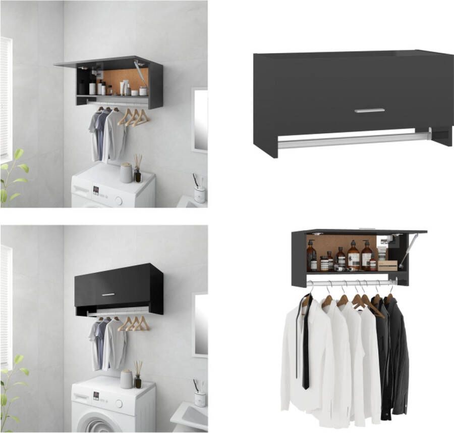 VidaXL Kledingkast 70x32-5x35 cm spaanplaat hoogglans grijs Kledingkast Kledingkasten Klerenkast Klerenkasten