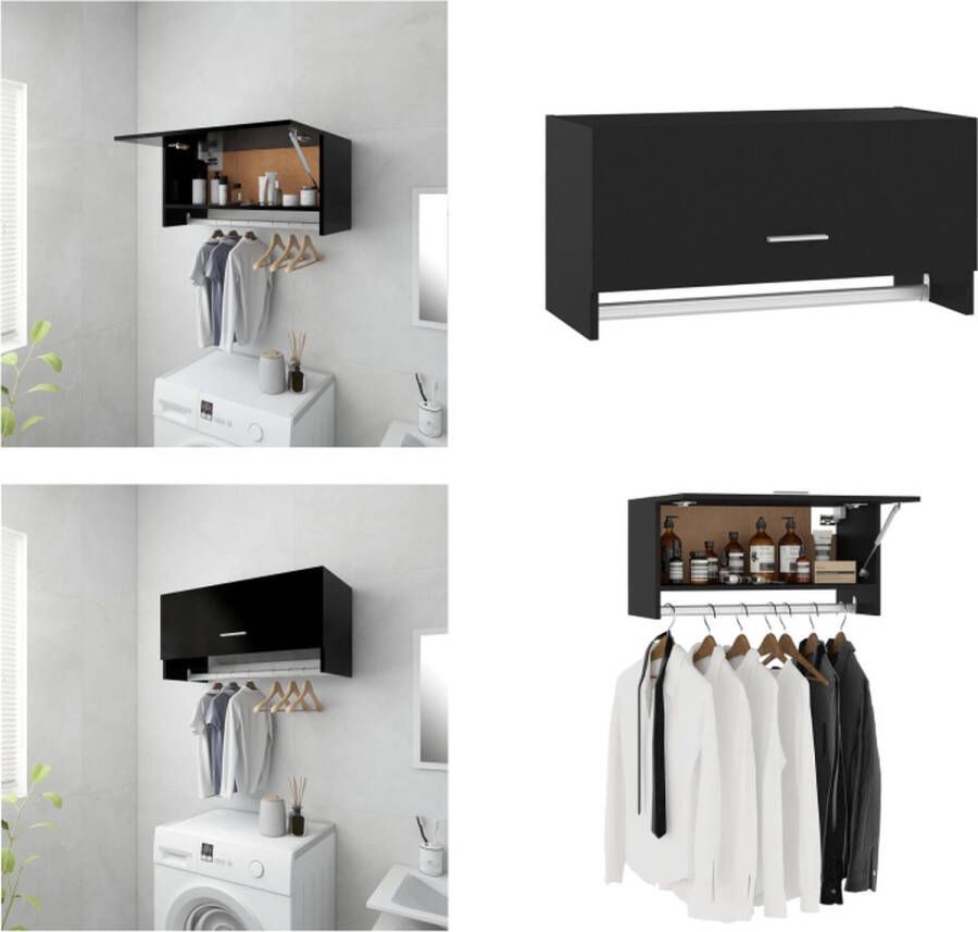 VidaXL Kledingkast 70x32 5x35 cm bewerkt hout zwart Kledingkast Kledingkasten Klerenkast Klerenkasten - Foto 2