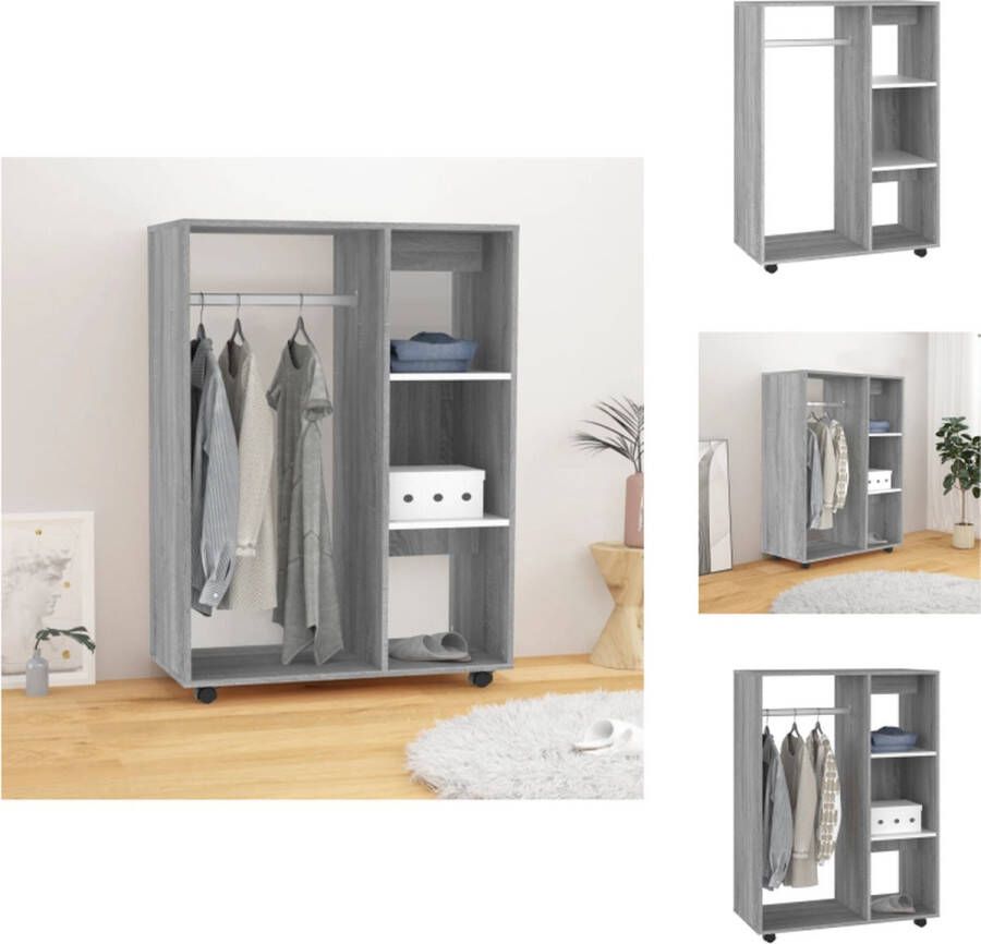 VidaXL Kledingkast Kledingkasten Garderobekast Slaapkamerkast Kledingkast 80x40x110 cm bewerkt hout grijs sonoma eikenkleurig