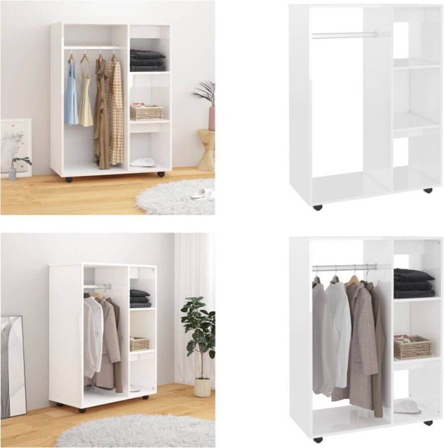 VidaXL Kledingkast 80x40x110 cm bewerkt hout hoogglans wit Kledingkast Kledingkasten Klerenkast Klerenkasten