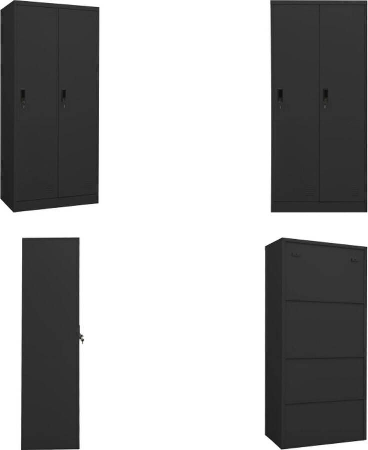 VidaXL Kledingkast 80x50x180 cm staal antracietkleurig Kledingkast Kledingkasten Klerenkast Klerenkasten