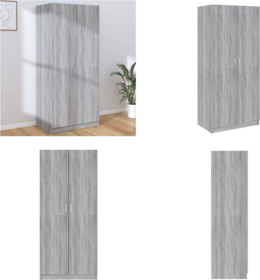 VidaXL Kledingkast 80x52x180 cm bewerkt hout grijs sonoma eikenkleurig Kledingkast Kledingkasten Garderobekast Slaapkamerkast