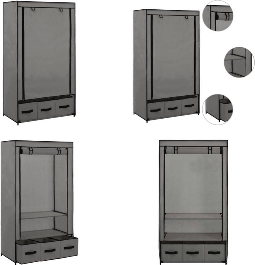 VidaXL Kledingkast 87x49x159 cm stof grijs Kledingkast Kledingkasten Kledingrek Kledingrekken