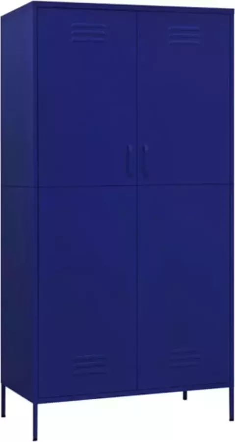 VidaXL -Kledingkast-90x50x180-cm-staal-marineblauw - Foto 3