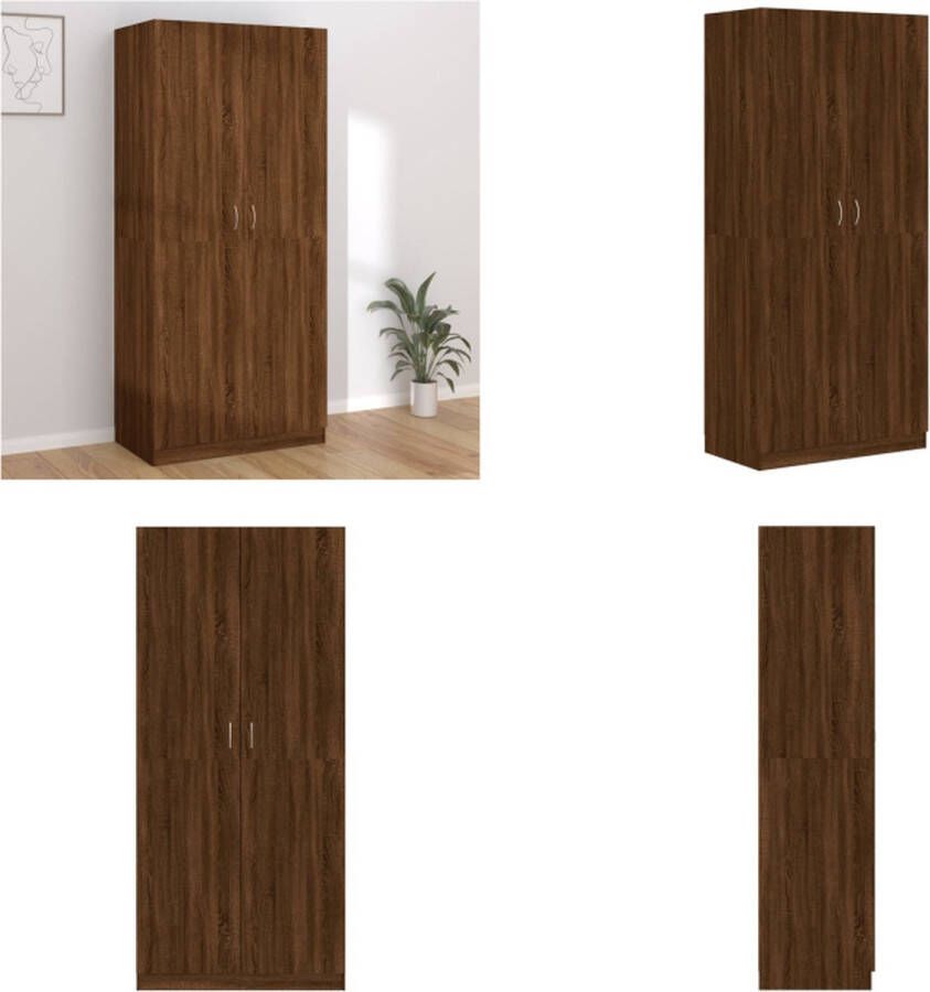 VidaXL Kledingkast 90x52x200 cm bewerkt hout bruineikenkleurig Kledingkast Kledingkasten Garderobekast Slaapkamerkast