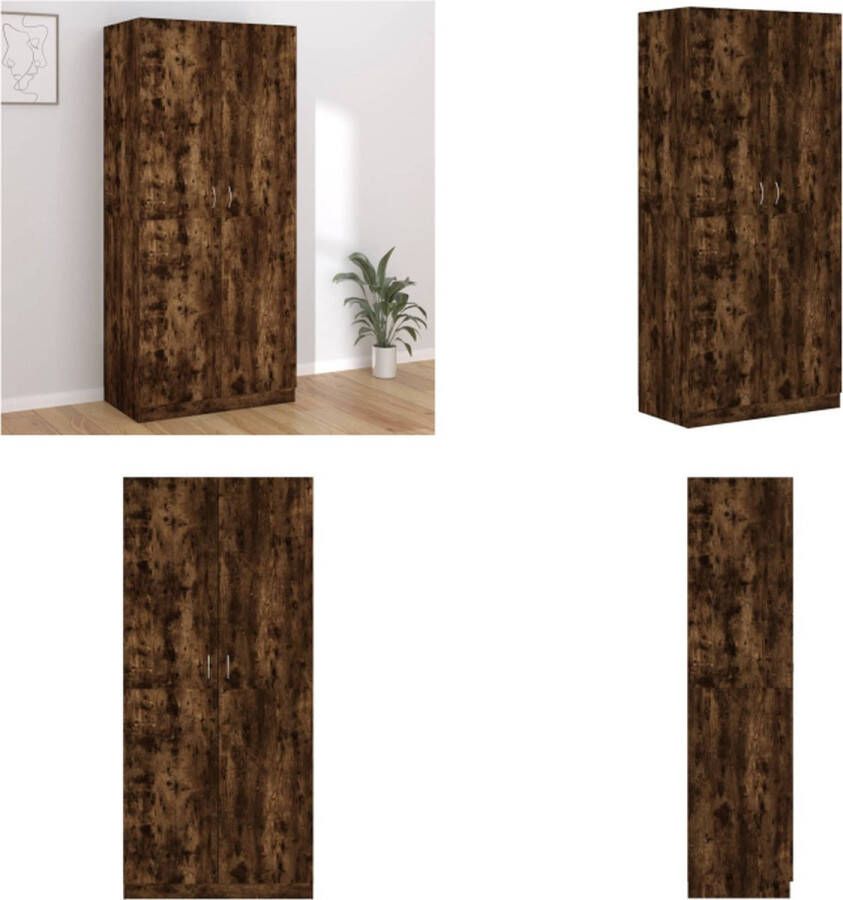 VidaXL Kledingkast 90x52x200 cm bewerkt hout gerookt eikenkleurig Kledingkast Kledingkasten Garderobekast Slaapkamerkast