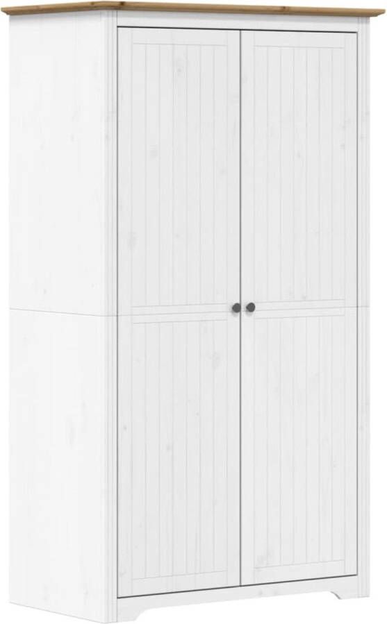 VidaXL -Kledingkast-BODO-101x52x176 5-cm-massief-grenenhout-wit-bruin - Foto 2