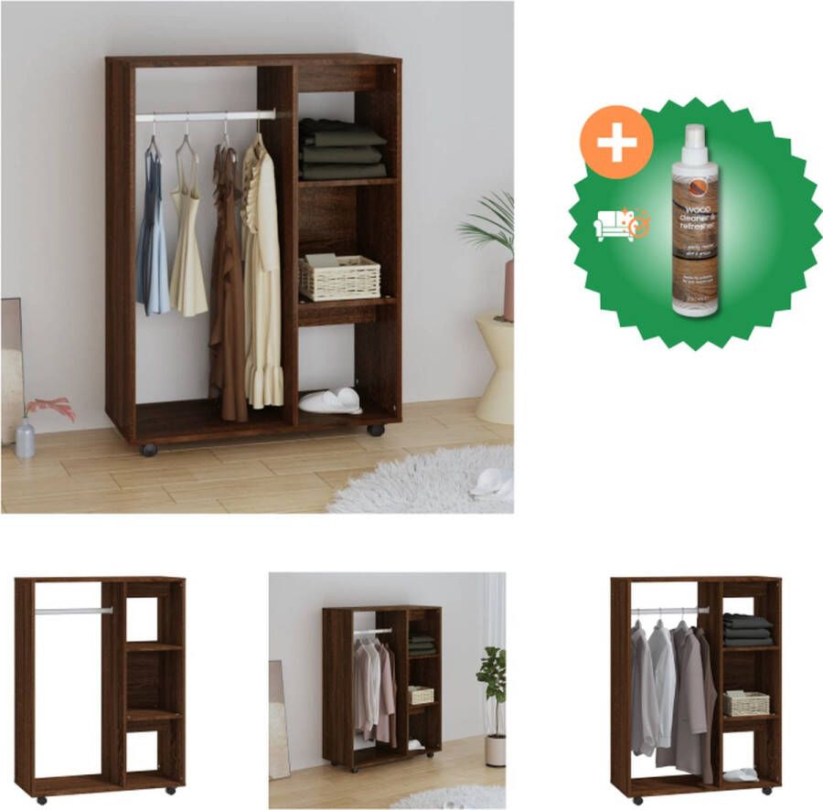 VidaXL Kledingkast Bruineiken 80 x 40 x 110 cm Hoogwaardig bewerkt hout Kast Inclusief Houtreiniger en verfrisser