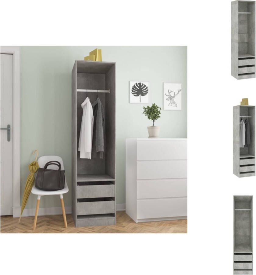 VidaXL Kledingkast Kledingkasten Klerenkast Klerenkasten Kledingkast met lades 50x50x200 cm bewerkt hout betongrijs - Foto 2
