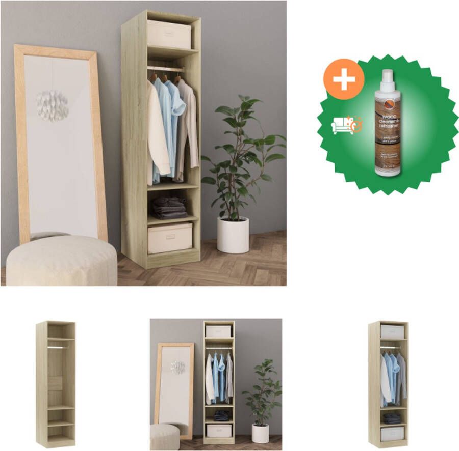 VidaXL Kledingkast 50x50x200 cm bewerkt hout sonoma eikenkleurig Kast Inclusief Houtreiniger en verfrisser