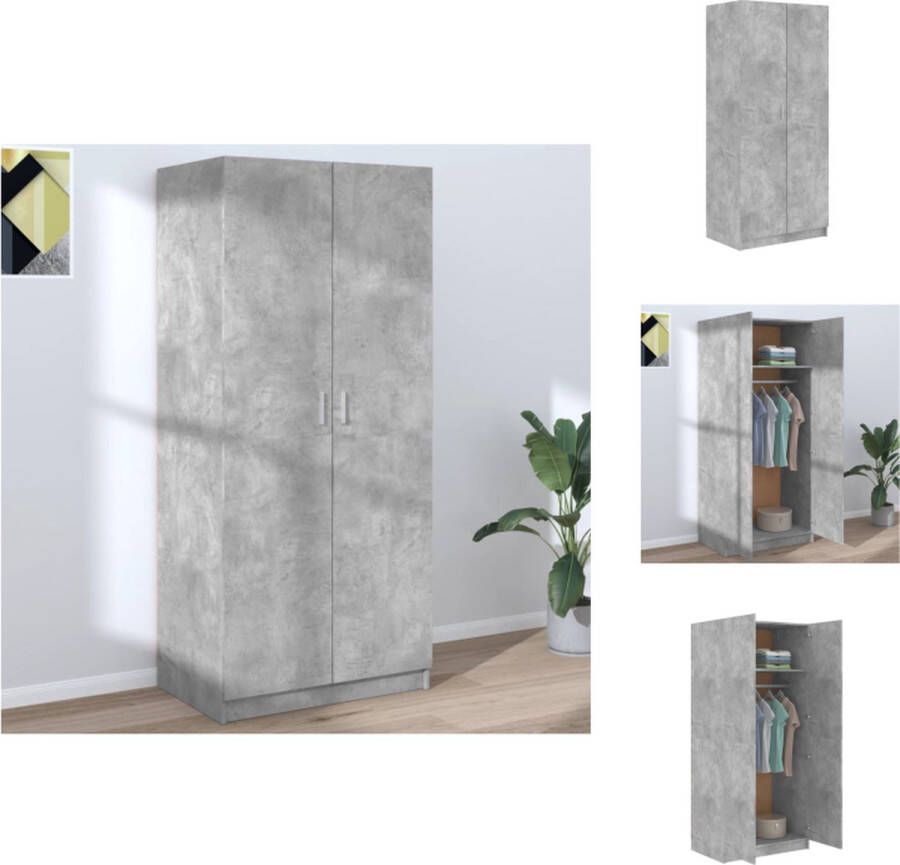 VidaXL Kledingkast Kledingkasten Klerenkast Klerenkasten Kledingkast 80x52x180 cm bewerkt hout betongrijs - Foto 2