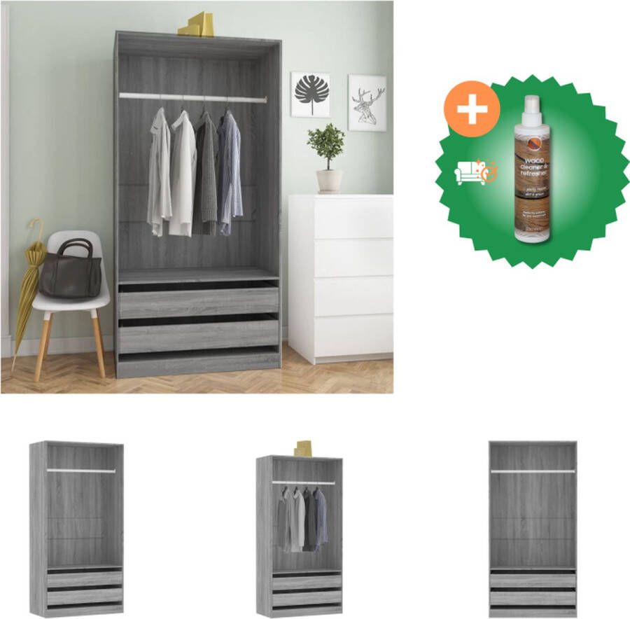 VidaXL Kledingkast Compact Opbergmeubels 100 x 50 x 200 cm Ken- Stevig materiaal Kast Inclusief Houtreiniger en verfrisser