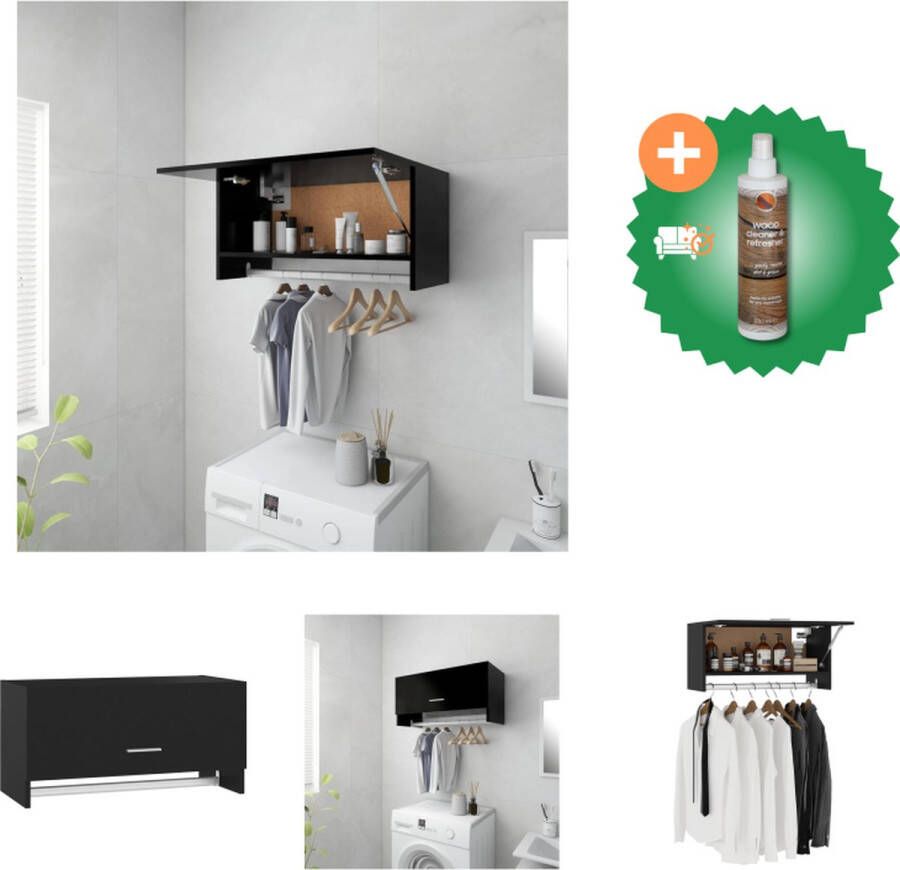 VidaXL Kledingkast Compact Zwart 70 x 32.5 x 35 cm Stevige constructie Kast Inclusief Houtreiniger en verfrisser