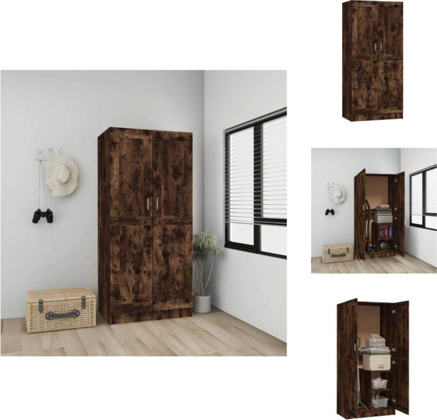 VidaXL Kledingkast Kledingkasten Garderobekast Slaapkamerkast Kledingkast 82 5x51 5x180 cm bewerkt hout gerookt eikenkleurig - Foto 2