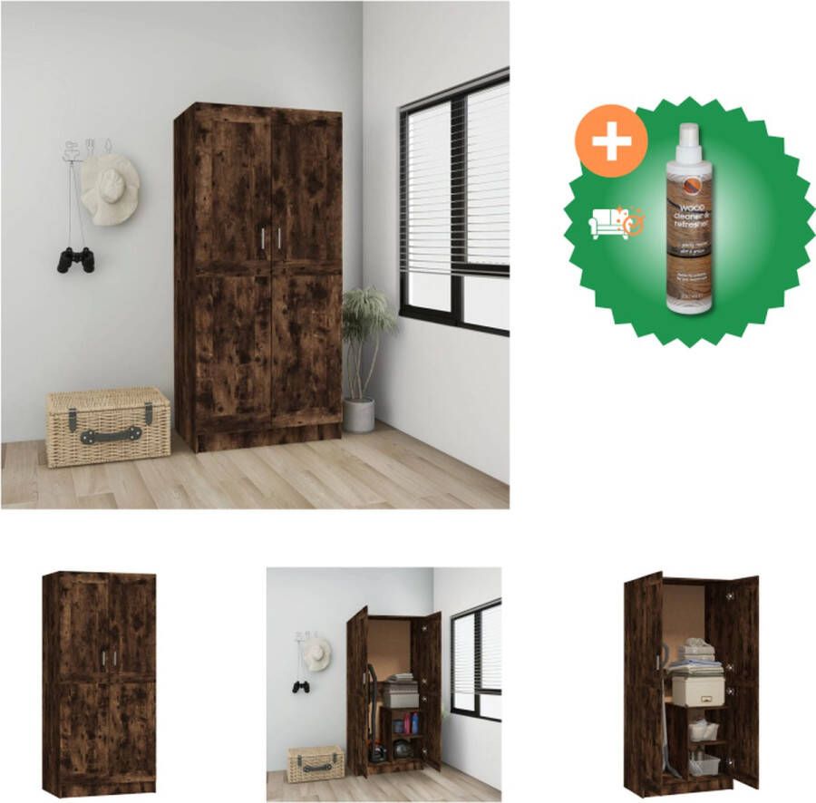 VidaXL Kledingkast Gerookt eiken 82.5 x 51.5 x 180 cm Hoogwaardige bewerkte houten kast Inclusief Houtreiniger en verfrisser