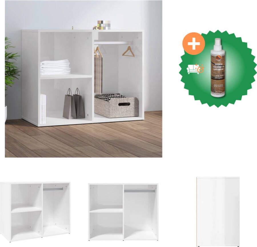 VidaXL Kledingkast 80x40x65 cm bewerkt hout hoogglans wit Kast Inclusief Houtreiniger en verfrisser