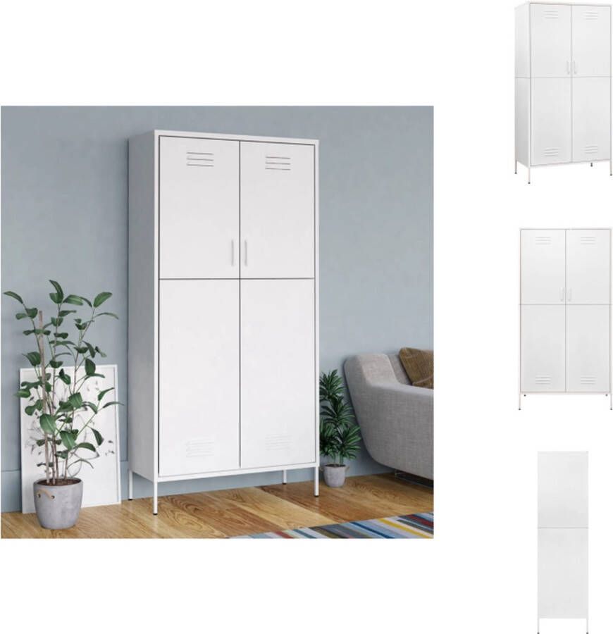 VidaXL Kledingkast Kledingkasten Klerenkast Klerenkasten Kledingkast 90x50x180 cm staal wit