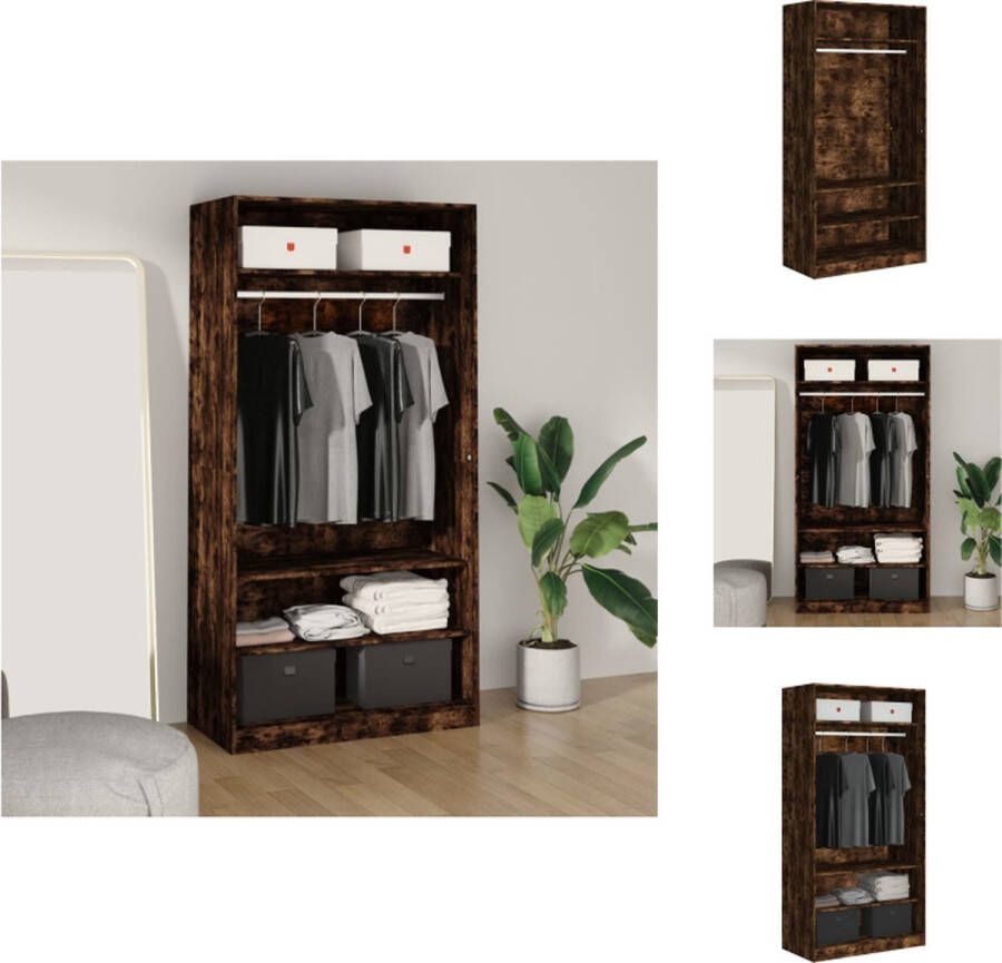 VidaXL -Kledingkast-100x50x200-cm-bewerkt-hout-gerookt-eikenkleurig