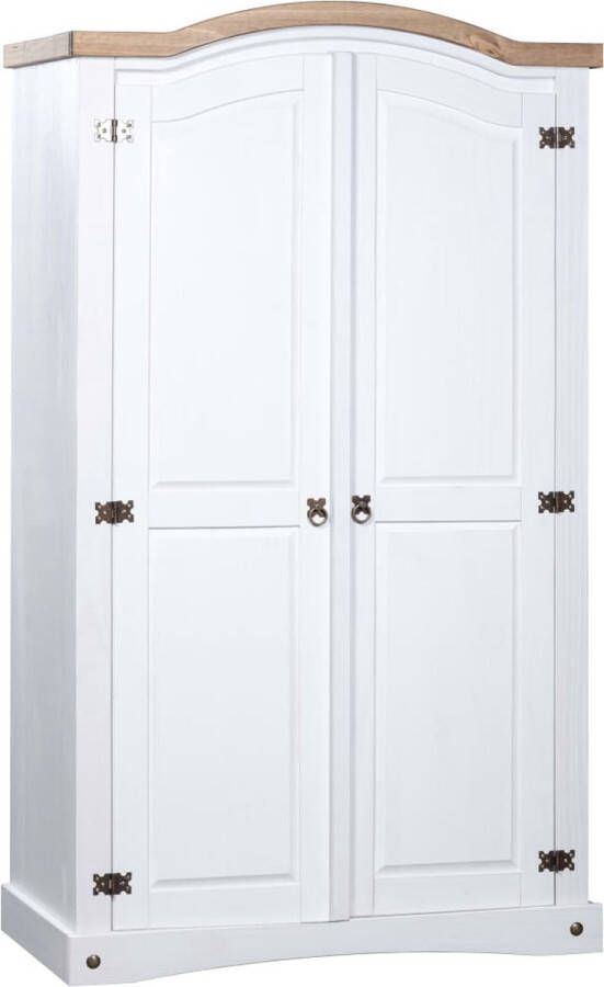 Vida XL Kledingkast met 2 deuren Mexicaans grenenhout Corona-stijl wit SKU: V282620 - Foto 3