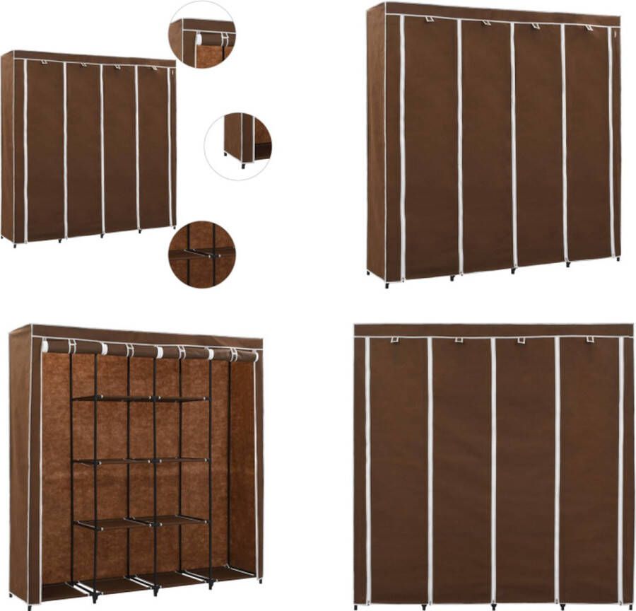 VidaXL Kledingkast met 4 vakken 175x45x170 cm bruin Klerenkast Klerenkasten Kledingkast Kledingkasten