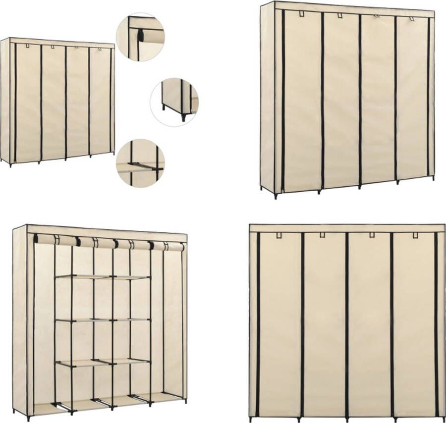 VidaXL Kledingkast met 4 vakken 175x45x170 cm crème Klerenkast Klerenkasten Kledingkast Kledingkasten