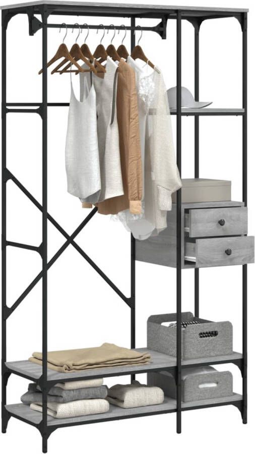 VidaXL -Kledingkast-met-lades-100x40x180-cm-bewerkt-hout-grijs-sonoma - Foto 3