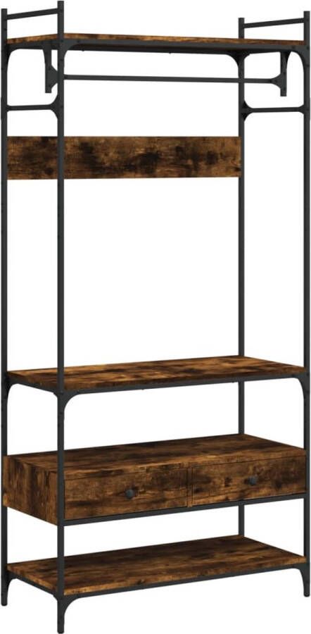 VidaXL Kledingkast met lades 89x39x184 5 cm bewerkt hout gerookt eiken