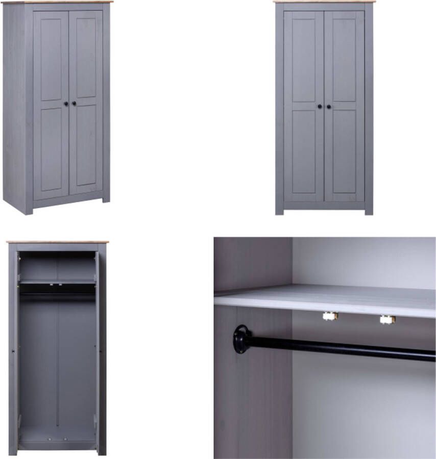 VidaXL Kledingkast Panama Range 80x50x171 5cm massief grenenhout grijs Kledingkast Kledingkasten Klerenkast Klerenkasten