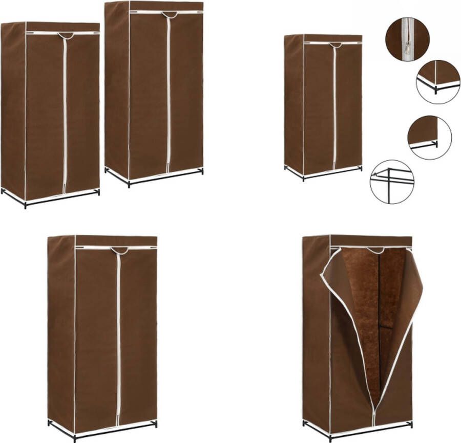 VidaXL Kledingkasten 2 st 75x50x160 cm bruin Kledingkast Kledingkasten Kledingrek Kledingrekken
