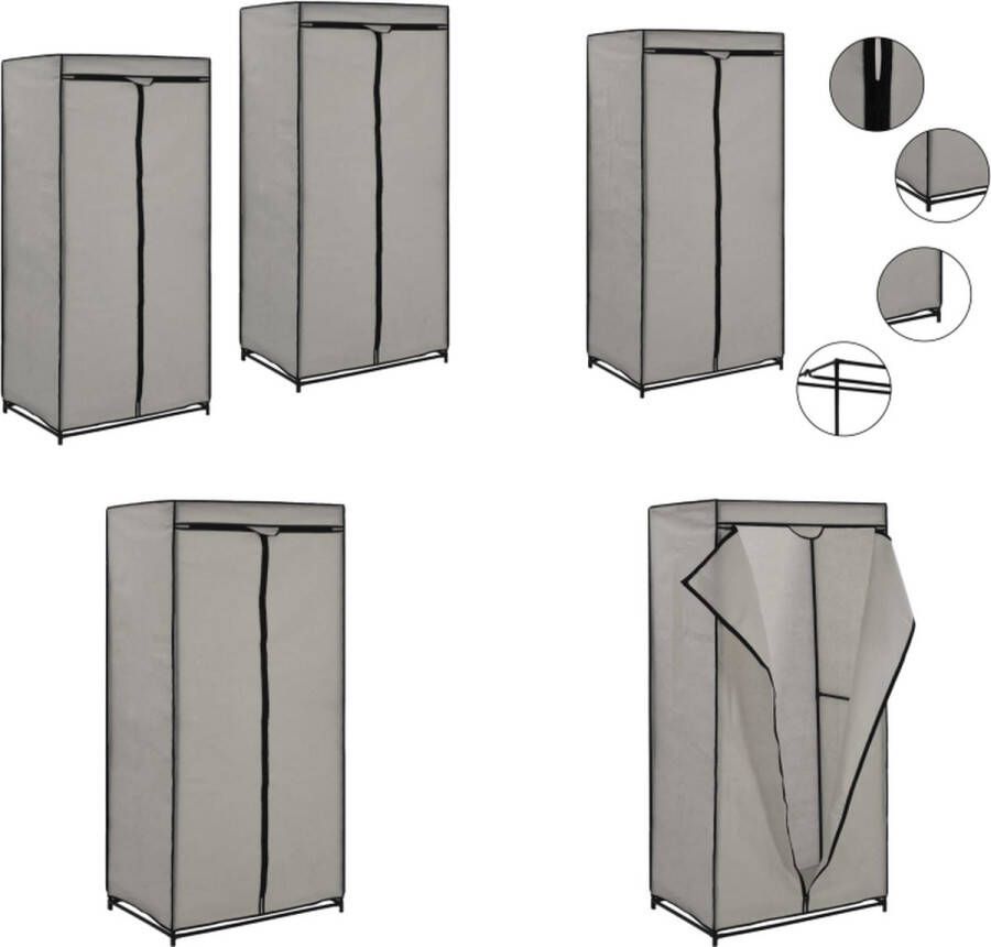 VidaXL Kledingkasten 2 st 75x50x160 cm grijs Kledingkast Kledingkasten Kledingrek Kledingrekken