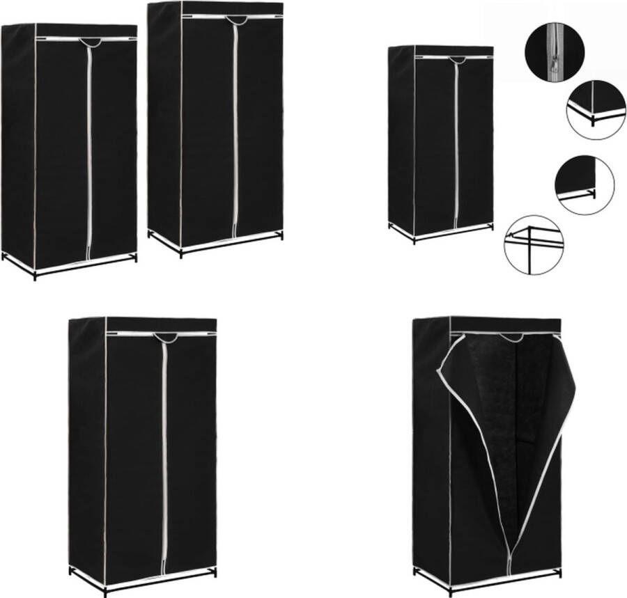 VidaXL Kledingkasten 2 st 75x50x160 cm zwart Kledingkast Kledingkasten Kledingrek Kledingrekken