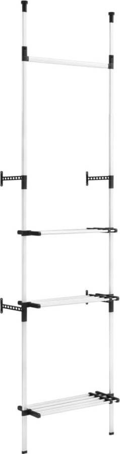 VidaXL Kledingkastsysteem Telescopisch Zilver Zwart Telescopisch Kledingrek Kasten Rek Garderobe Organizer Kleding Organisatie Aluminium Kledingrek - Foto 2