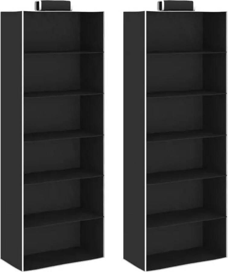 VidaXL -Kledingorganisers-hangend-2-st-met-6-schappen-stof
