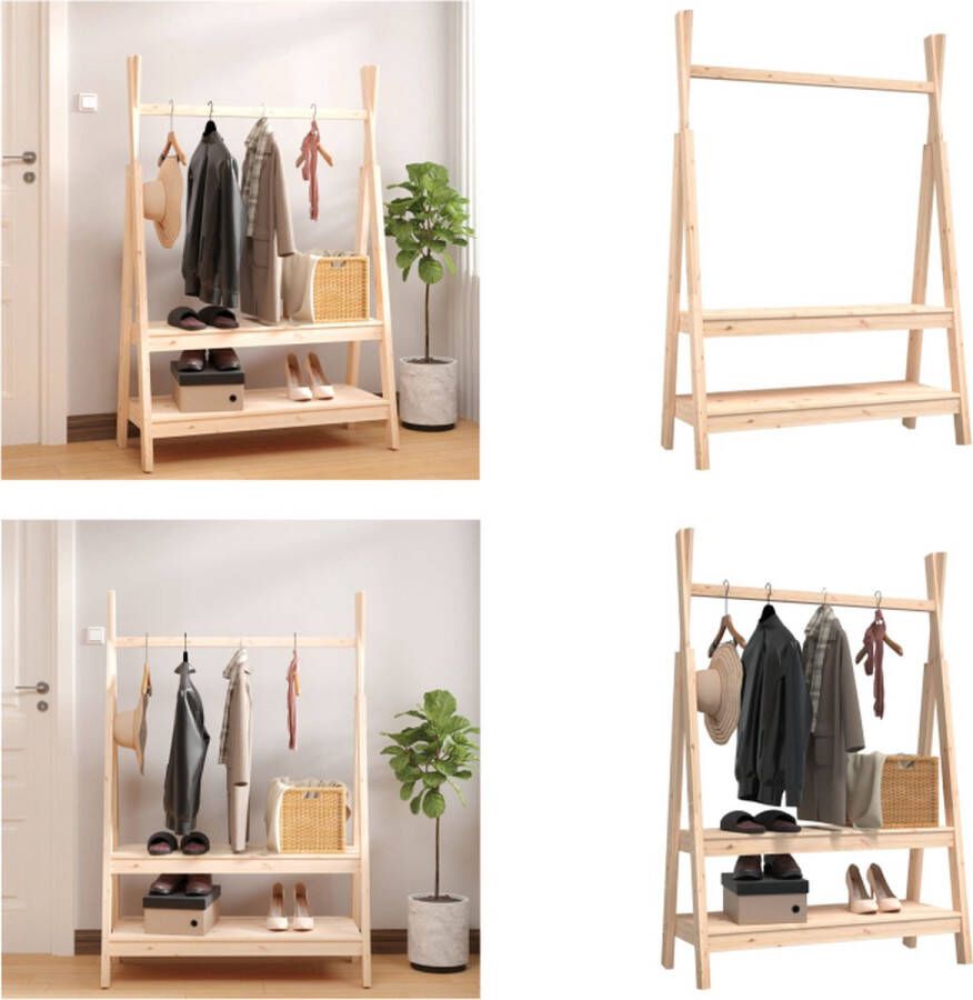 VidaXL Kledingrek 100x45 5x150 cm massief grenenhout Kledingrek Kledingrekken Kledingstandaard Kapstok