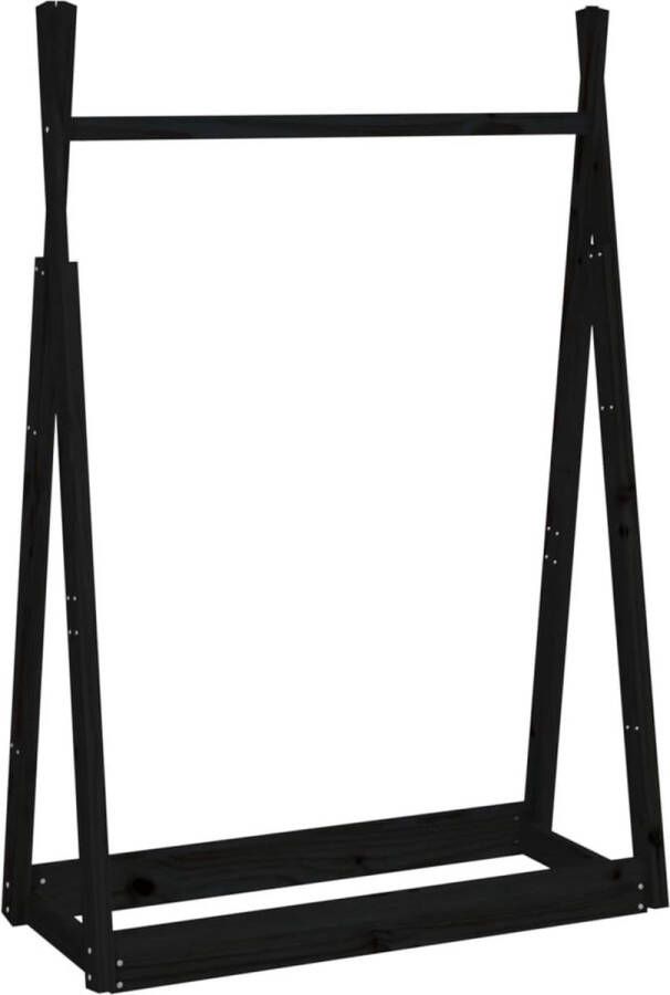 VidaXL -Kledingrek-100x45x150-cm-massief-grenenhout-zwart