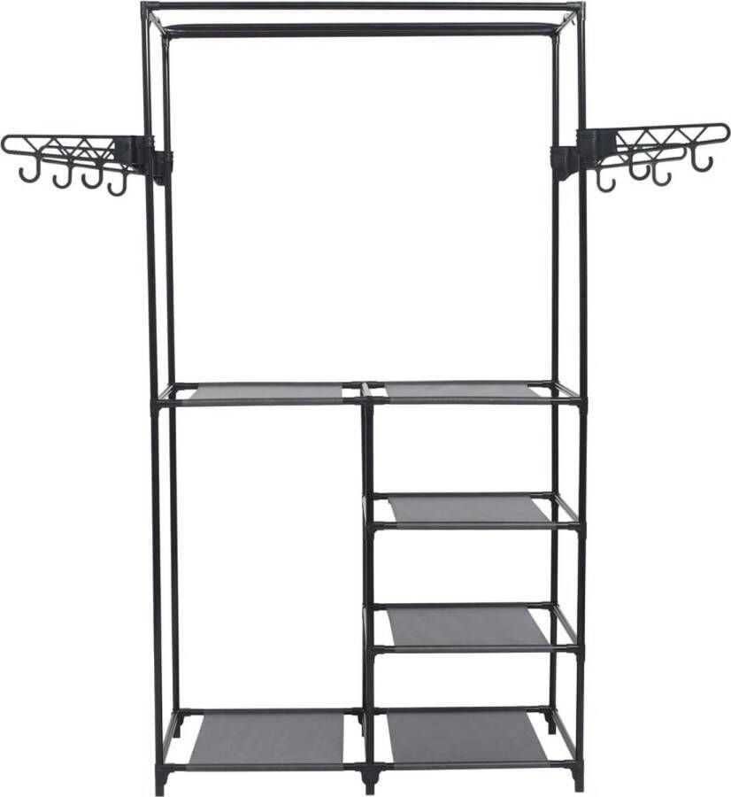 VidaXL -Kledingrek-87x44x158-cm-staal-en-nonwoven-stof-zwart - Foto 2