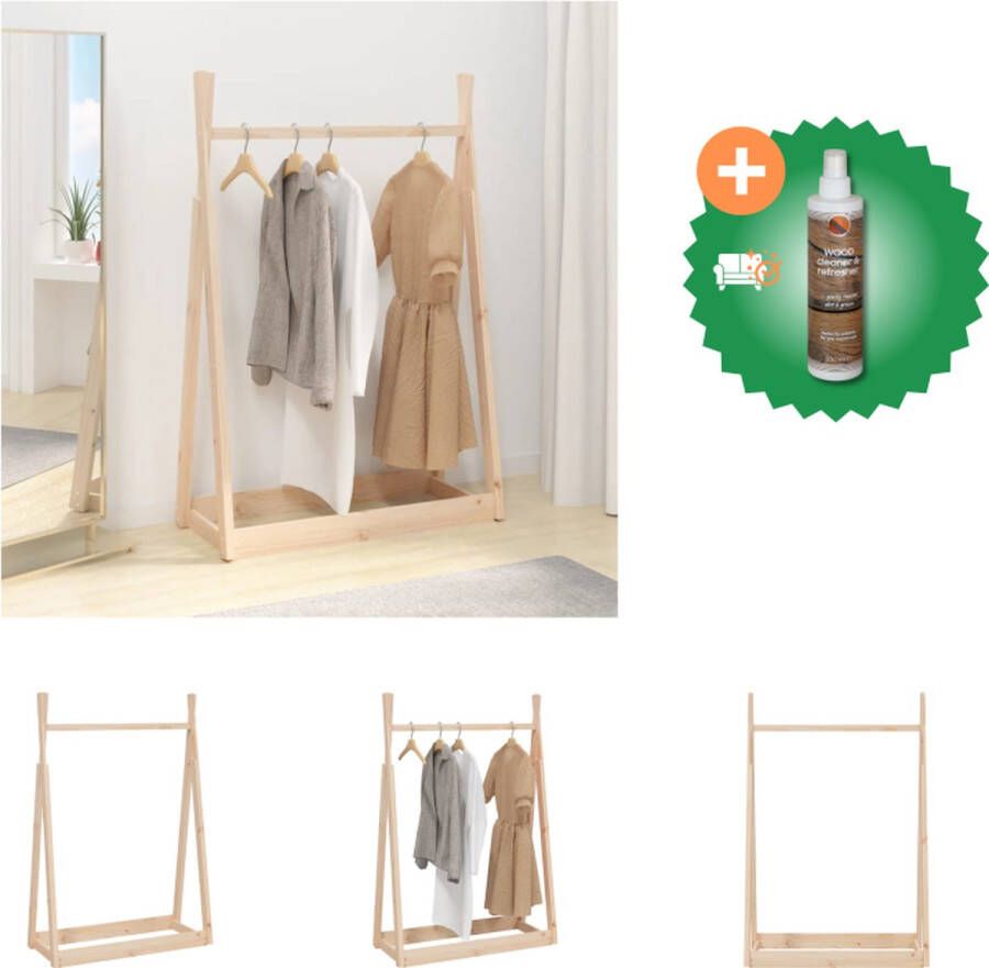 VidaXL Kledingrek Massief Grenenhout 100x45x150cm Ruim Stabiel Trendy Kapstok Inclusief Houtreiniger en verfrisser