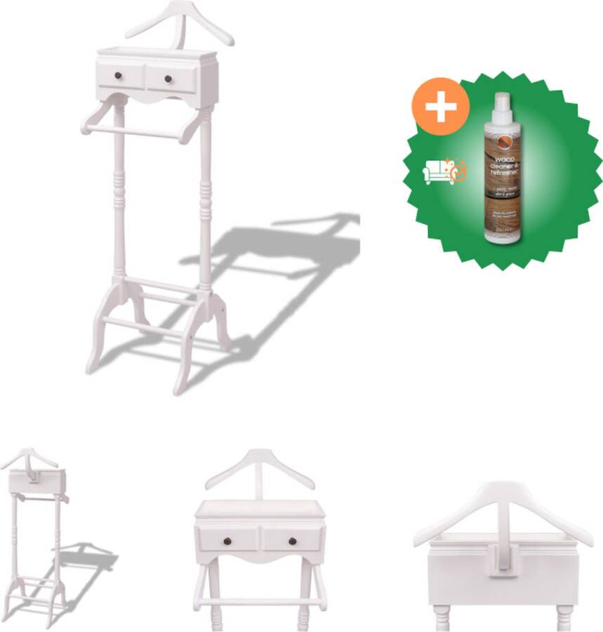 VidaXL Kledingrek met Kastje 45 x 28.5 x 125 cm Wit Grenenhout en MDF 2 lades Kledingrek Inclusief Houtreiniger en verfrisser
