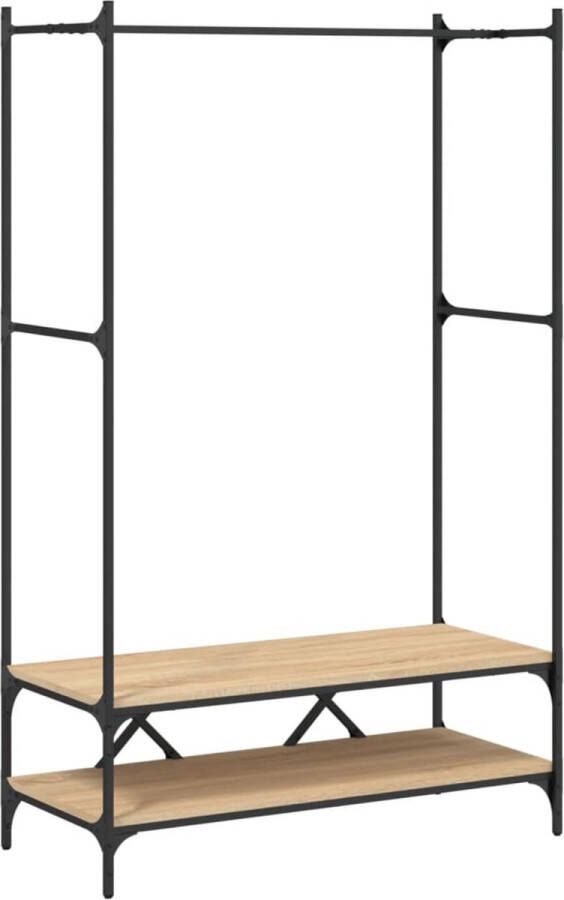 VidaXL -Kledingrek-met-schappen-bewerkt-hout-sonoma-eikenkleurig