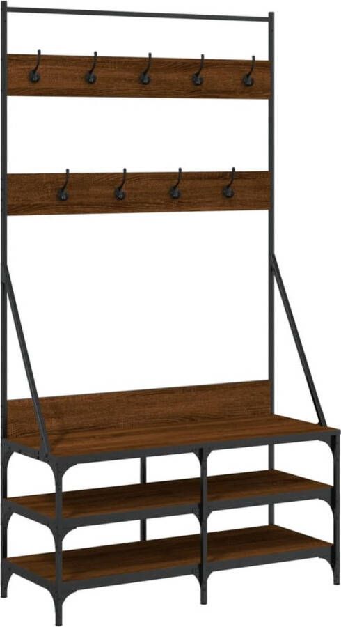 VidaXL -Kledingrek-met-schoenenrek-100x40x184-cm-bruineikenkleurig - Foto 2