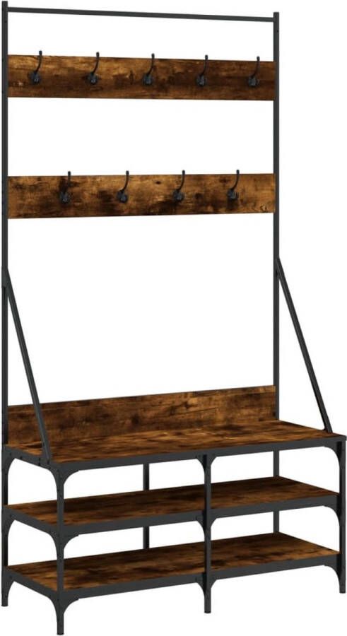 VidaXL -Kledingrek-met-schoenenrek-100x40x184-cm-gerookt-eikenkleurig