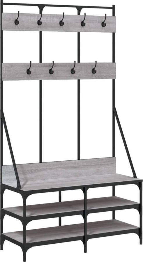 VidaXL -Kledingrek-met-schoenenrek-100x40x184cm-grijs-sonoma-eikenkleur - Foto 2