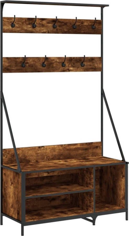VidaXL -Kledingrek-met-schoenenrek-100x41x184-cm-gerookt-eikenkleurig