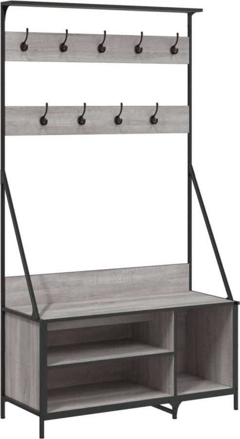 VidaXL -Kledingrek-met-schoenenrek-100x41x184-cm-grijs-sonoma