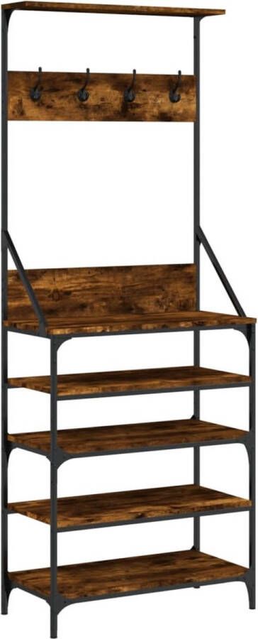 VidaXL -Kledingrek-met-schoenenrek-70x34x184-cm-gerookt-eikenkleurig