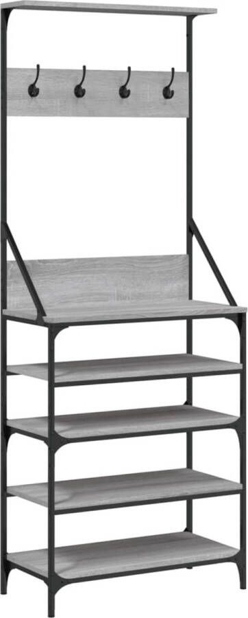VidaXL -Kledingrek-met-schoenenrek-70x34x184-cm-grijs-sonoma-eikenkleur
